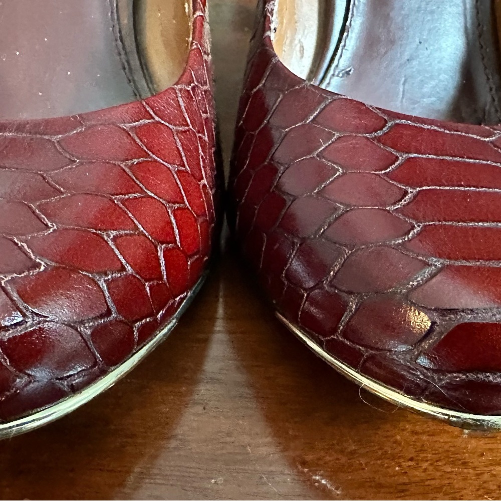 Banana Republic Women's Burgundy Faux-Snakeskin Flats